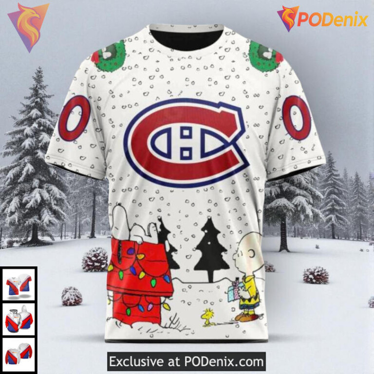 Peanuts Snoopy Cartoon Design Personalized Montreal Canadiens Full Print Hoodie 3D - 2