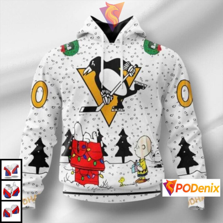 Peanuts Snoopy Cartoon Graphic NHL Pittsburgh Penguins Womens Hoodie 3D Apparel