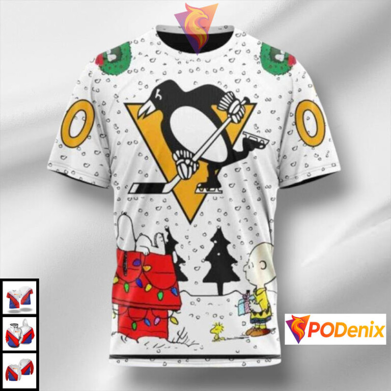 Peanuts Snoopy Cartoon Graphic NHL Pittsburgh Penguins Womens Hoodie 3D Apparel - 2