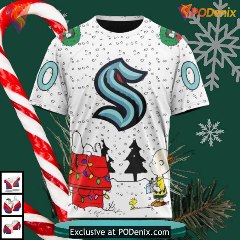 Peanuts Snoopy Cartoon Graphic Personalized Seattle Kraken Hoodie 3D NHL - 2