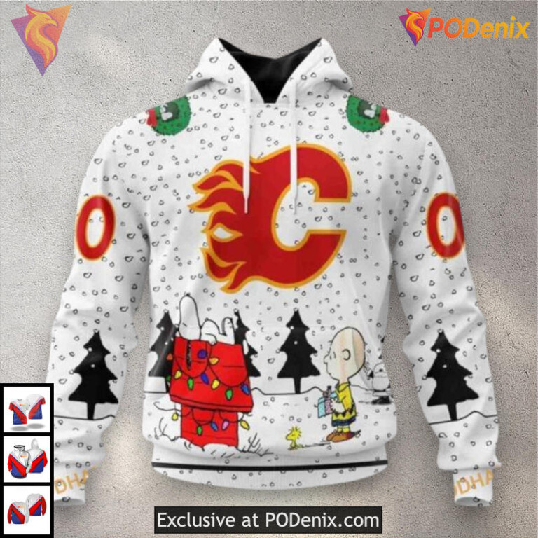 Peanuts Snoopy Cartoon Theme Calgary Flames Pullover Hoodie 3D Edition