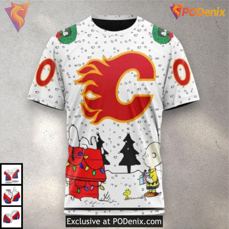 Peanuts Snoopy Cartoon Theme Calgary Flames Pullover Hoodie 3D Edition - 2
