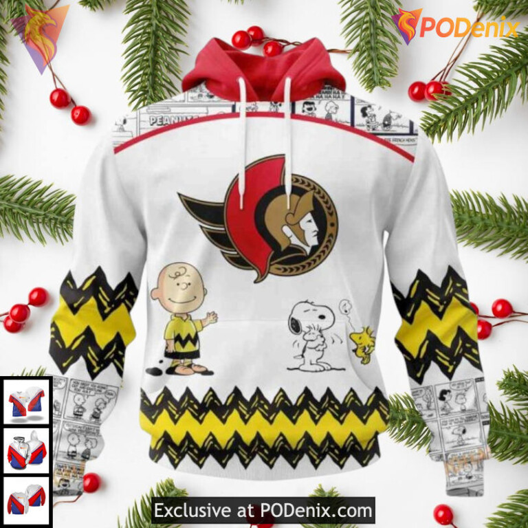Peanuts Snoopy Character Design Personalized Ottawa Senators Hoodie 3D NHL