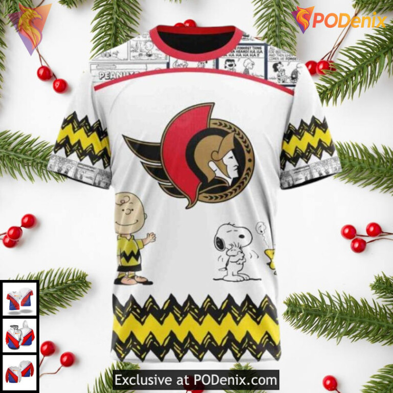 Peanuts Snoopy Character Design Personalized Ottawa Senators Hoodie 3D NHL - 2