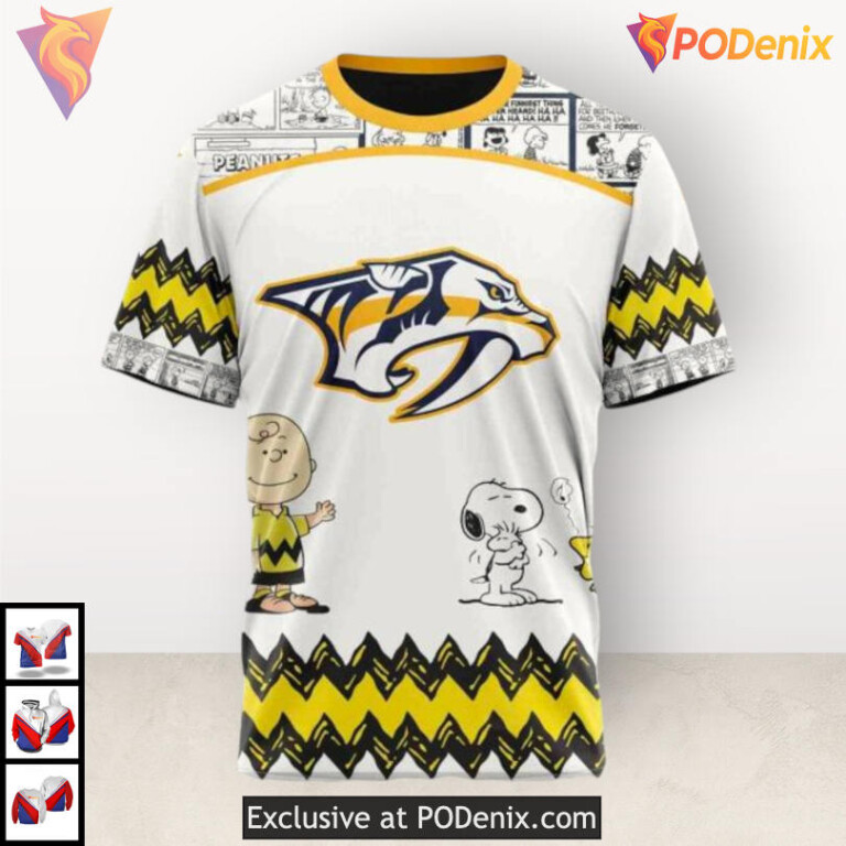 Peanuts Snoopy Gift Edition Personalized Nashville Predators Holiday Hoodie 3D - 2