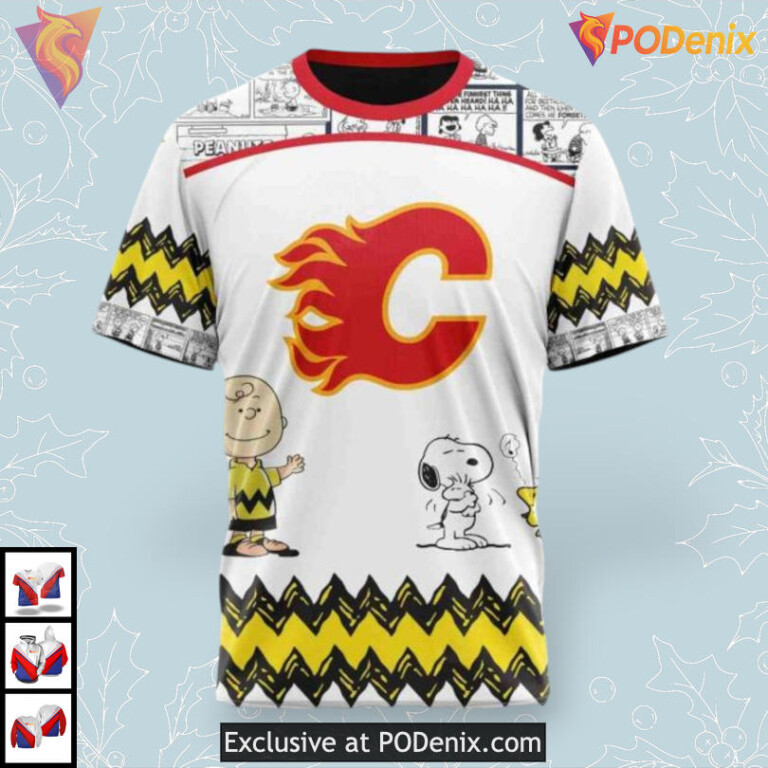 Peanuts Snoopy Graphic Personalized Calgary Flames Hoodie 3D Sweatshirt - 2