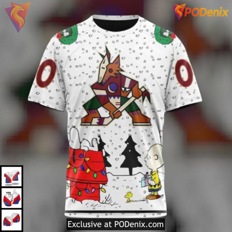 Peanuts Snoopy Themed Design Arizona Coyotes Womens Hoodie Kids Apparel - 2