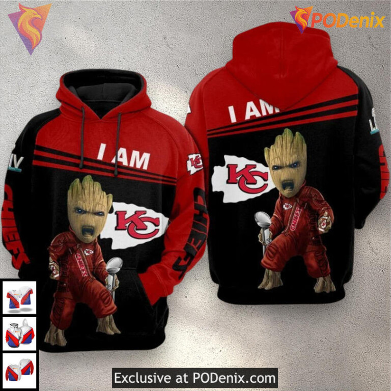 Personalized Kansas City Chiefs Hoodie I Am Groot Champion 3D Fan Collection