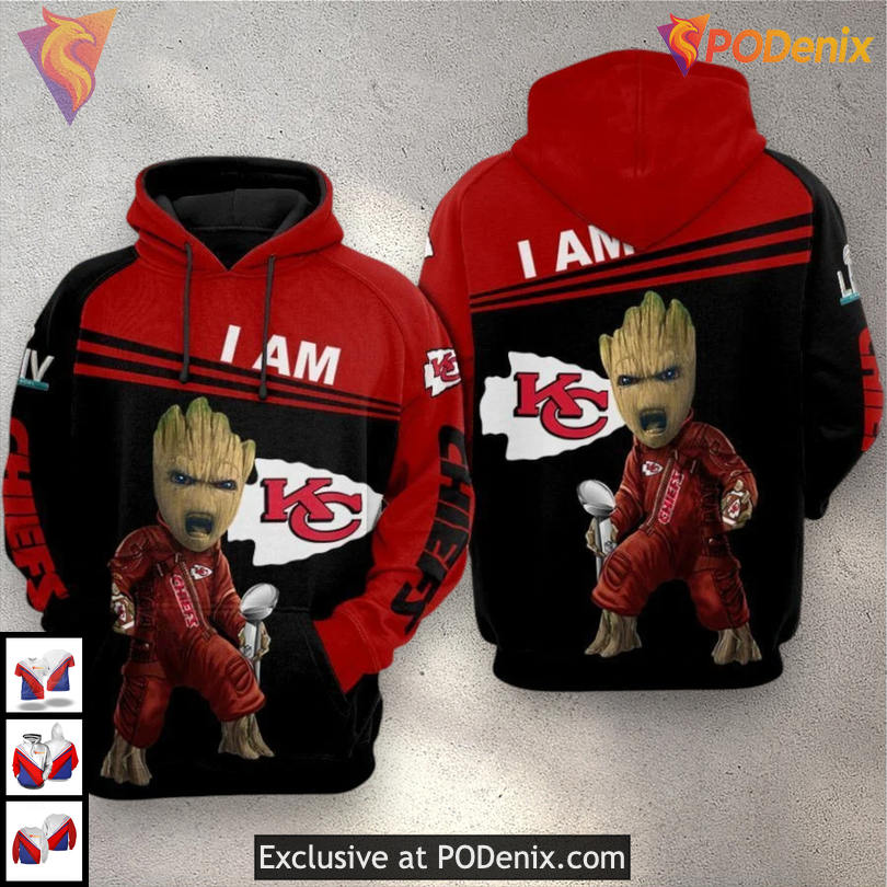 Personalized Kansas City Chiefs Hoodie I Am Groot Champion 3D Fan Collection Personalized Kansas City Chiefs Hoodie I Am Groot Champion 3D Fan Collection
