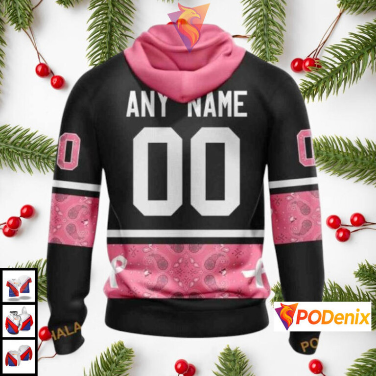 Pink Breast Cancer Awareness Tribute Custom Pittsburgh Penguins Graphic Hoodie NHL Apparel - 1