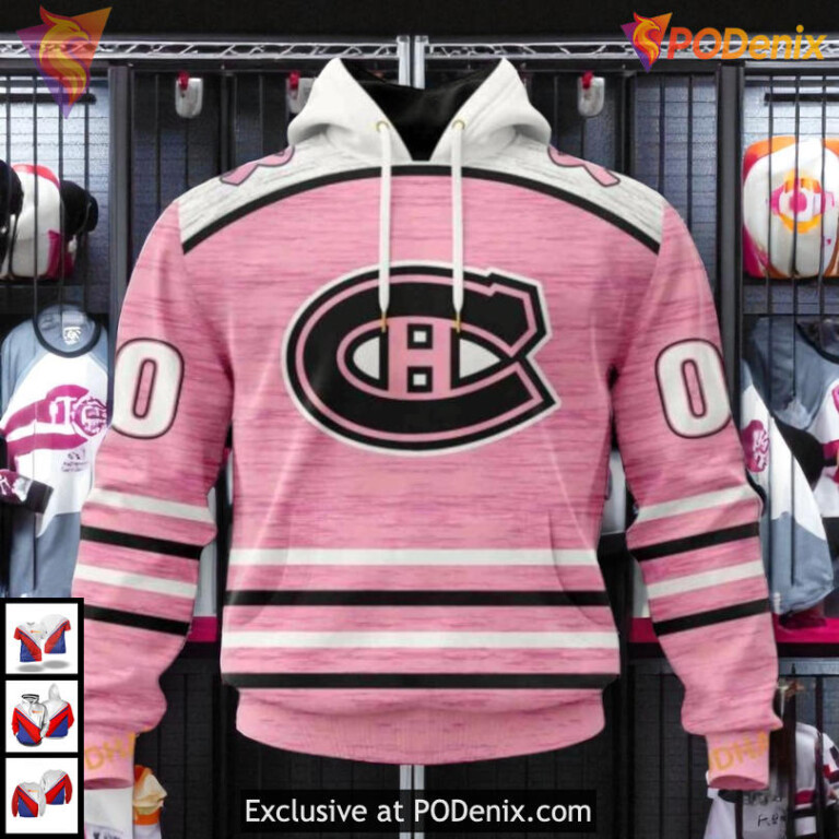 Pink Breast Cancer Awareness Tribute NHL Montreal Canadiens All Over Print Hoodie