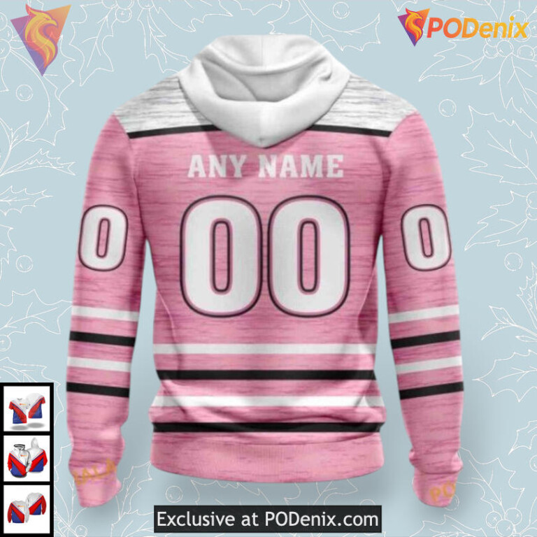 Pink Breast Cancer Awareness Tribute NHL Ottawa Senators Zip Up Hoodie 3D - 1
