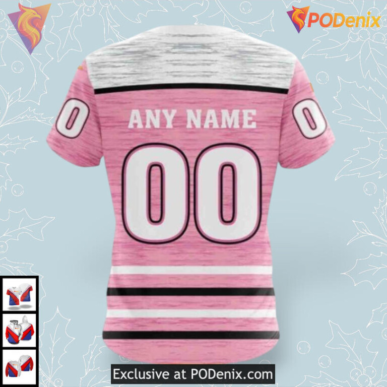 Pink Breast Cancer Awareness Tribute NHL Ottawa Senators Zip Up Hoodie 3D - 3