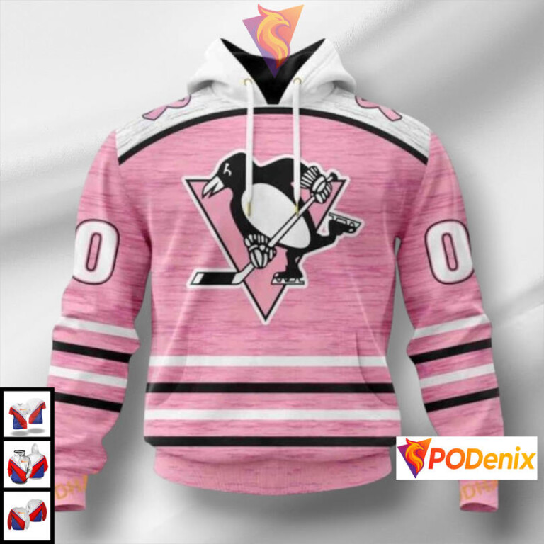Pink Breast Cancer Awareness Tribute NHL Pittsburgh Penguins Kids Hoodie Custom 3D