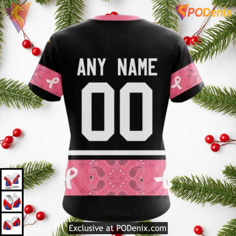 Pink Breast Cancer Awareness Tribute NHL Vintage Ottawa Senators Hoodie 3D - 3