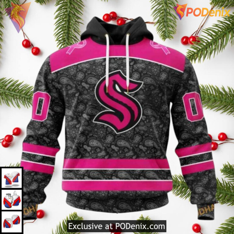 Pink In The Rink Charity Support Concept Seattle Kraken Womens Hoodie 3D Custom
