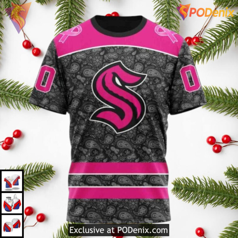 Pink In The Rink Charity Support Concept Seattle Kraken Womens Hoodie 3D Custom - 2