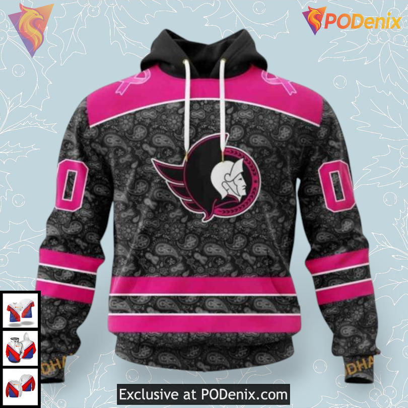 Pink In The Rink Edition NHL Ottawa Senators Christmas Hoodie 3D Pink In The Rink Edition NHL Ottawa Senators Christmas Hoodie 3D