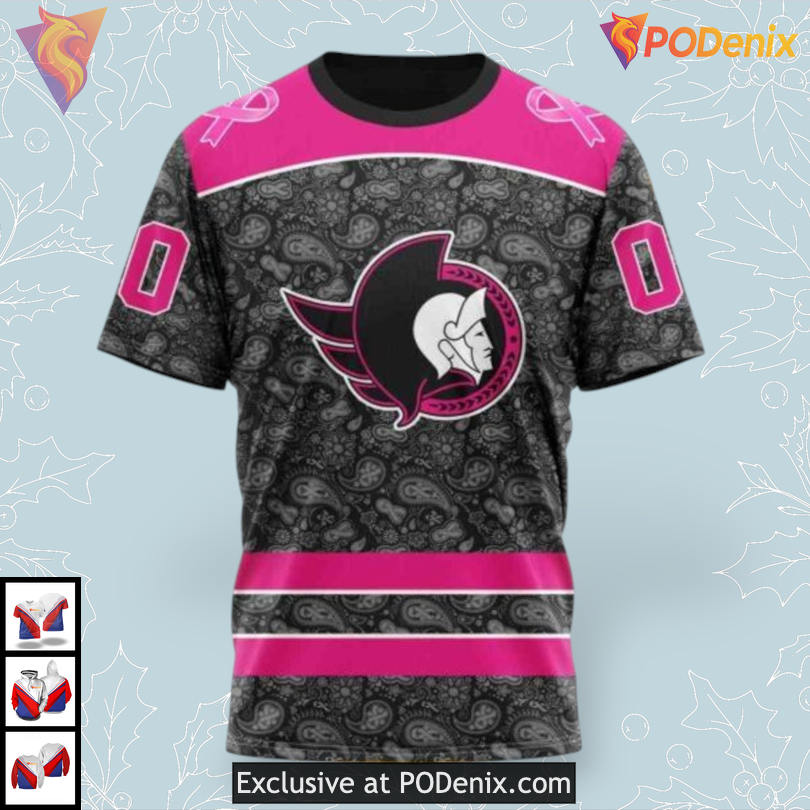 Pink In The Rink Edition NHL Ottawa Senators Christmas Hoodie 3D Pink In The Rink Edition NHL Ottawa Senators Christmas Hoodie 3D