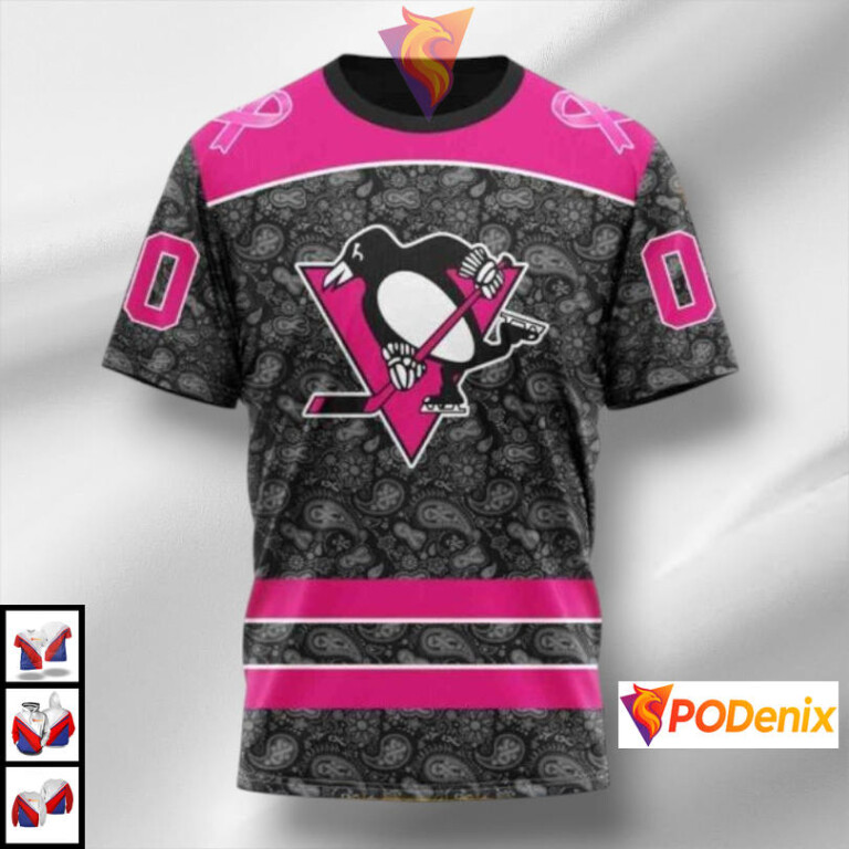Pink In The Rink Support Edition NHL Pittsburgh Penguins Youth Hoodie 3D Design - 2