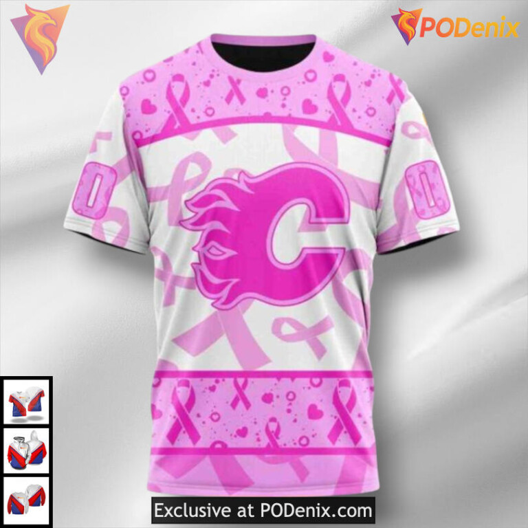 Pink October Awareness Month Calgary Flames 3D Hoodie Holiday Collection - 2