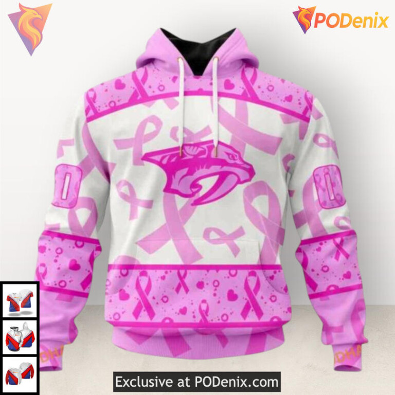 Pink October Awareness Month Nashville Predators Holiday Hoodie Custom Hoodie