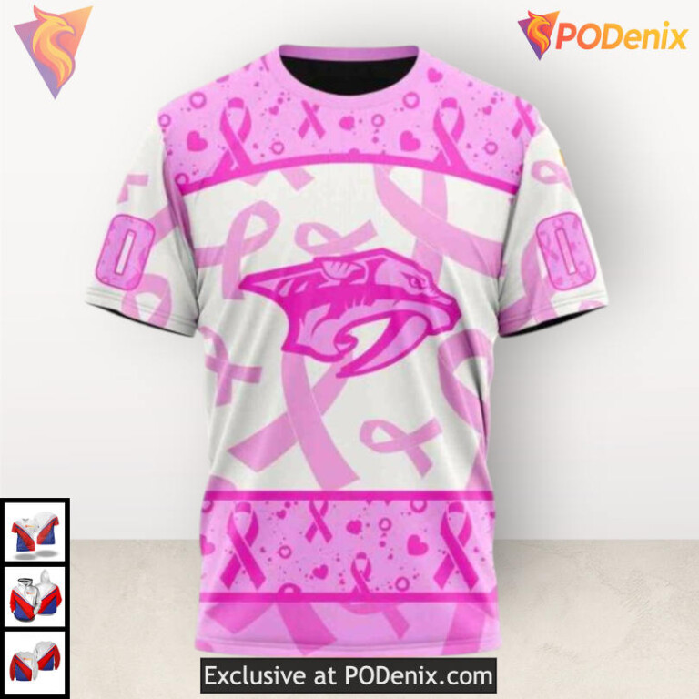 Pink October Awareness Month Nashville Predators Holiday Hoodie Custom Hoodie - 2