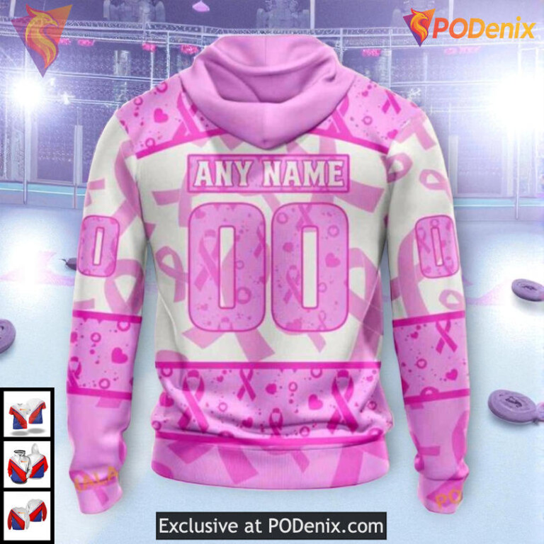 Pink October Awareness Month NHL Montreal Canadiens Zip Up Hoodie 3D - 1