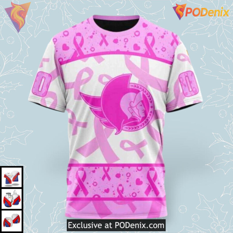 Pink October Awareness Month NHL Ottawa Senators Holiday Hoodie 3D - 2