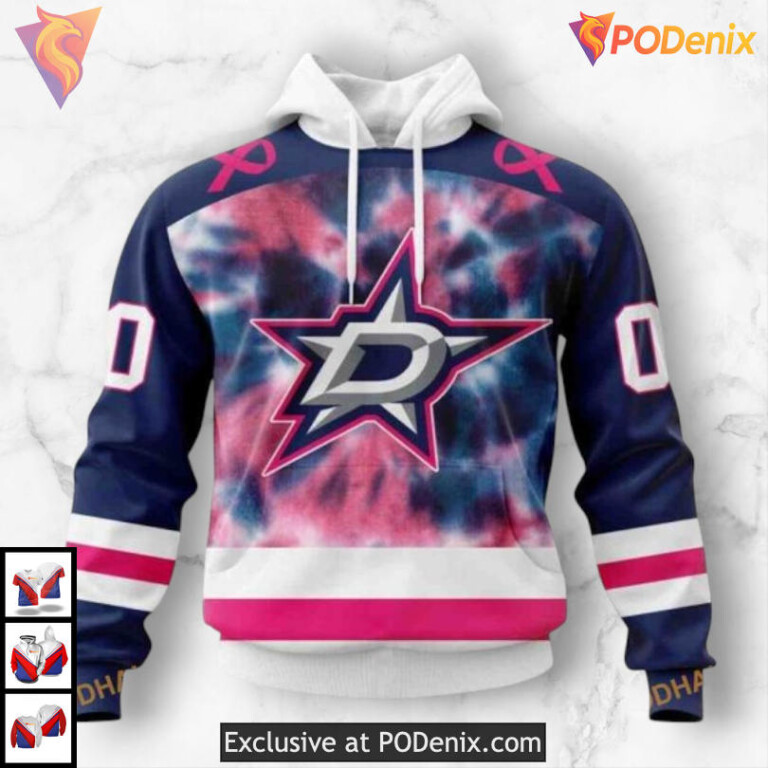 Pink October Awareness Tribute Dallas Stars Youth Hoodie Custom 3D Edition
