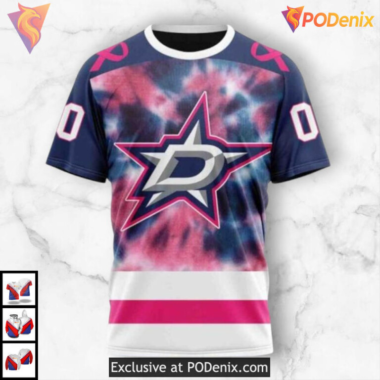 Pink October Awareness Tribute Dallas Stars Youth Hoodie Custom 3D Edition - 2