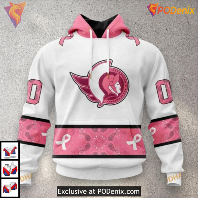 Pink October Awareness Tribute NHL Ottawa Senators All Over Print Hoodie