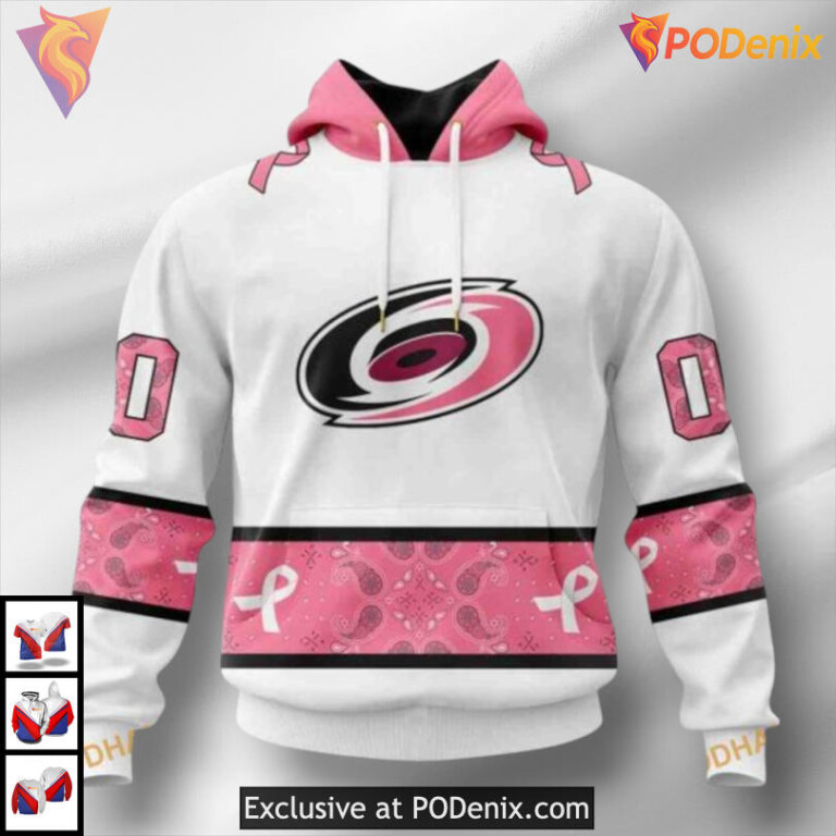 Pink October Breast Cancer Edition Carolina Hurricanes Zip Up Hoodie Custom 3D
