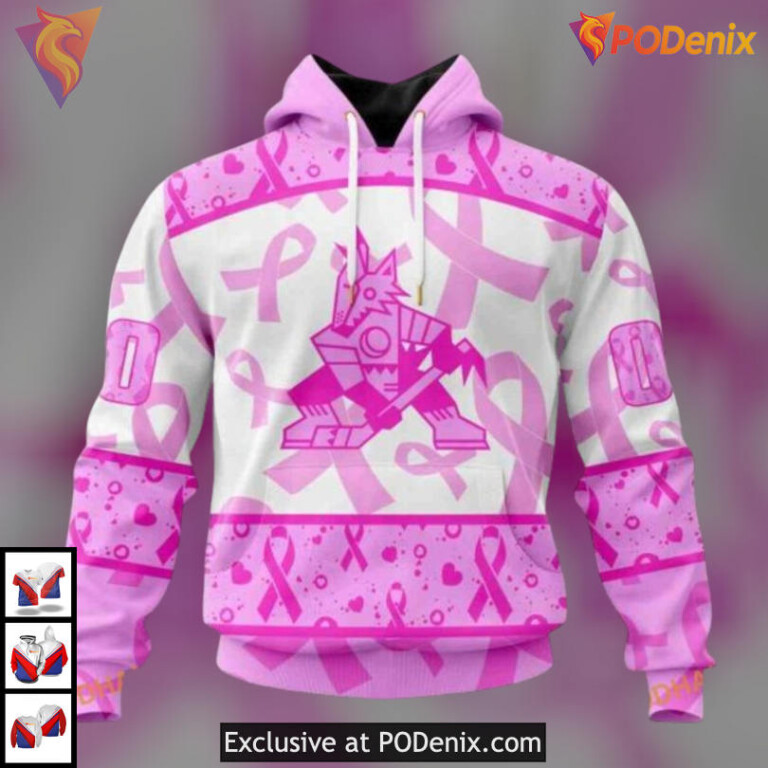 Pink October Breast Cancer Tribute Arizona Coyotes Holiday Hoodie Custom Apparel