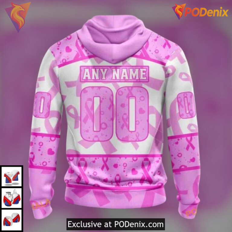 Pink October Breast Cancer Tribute Arizona Coyotes Holiday Hoodie Custom Apparel - 1