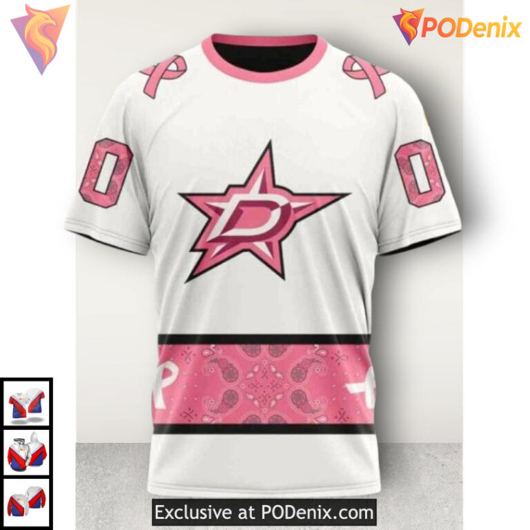 Pink October Breast Cancer Tribute Dallas Stars Hoodie 3D Custom Edition - 2