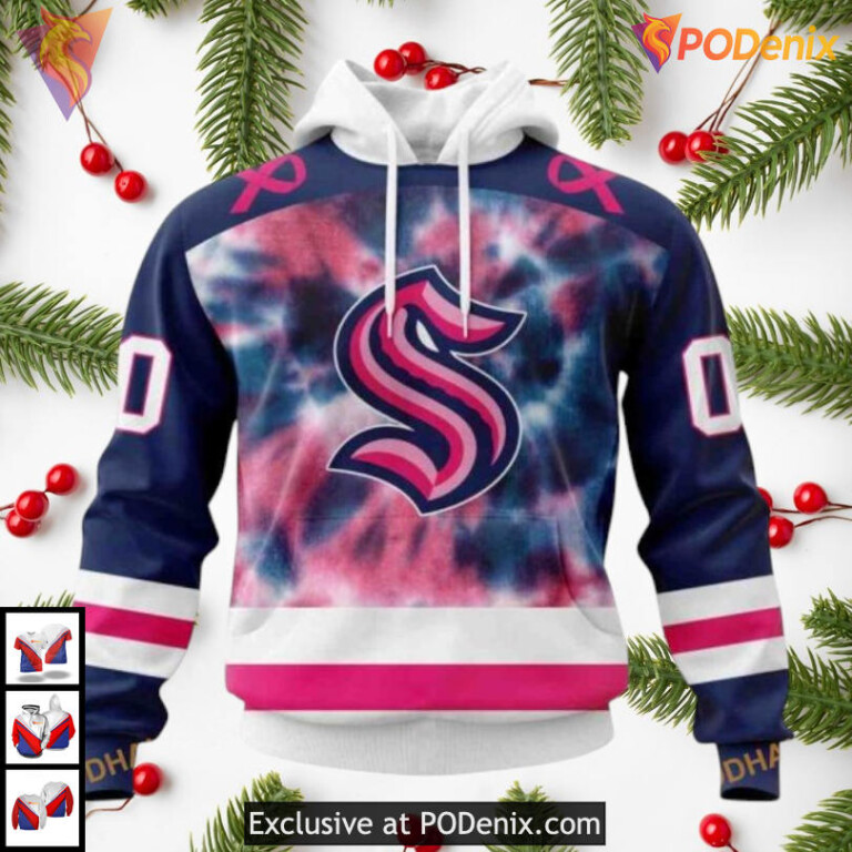 Pink October Fight Breast Cancer Concept Seattle Kraken Youth Hoodie 3D Custom