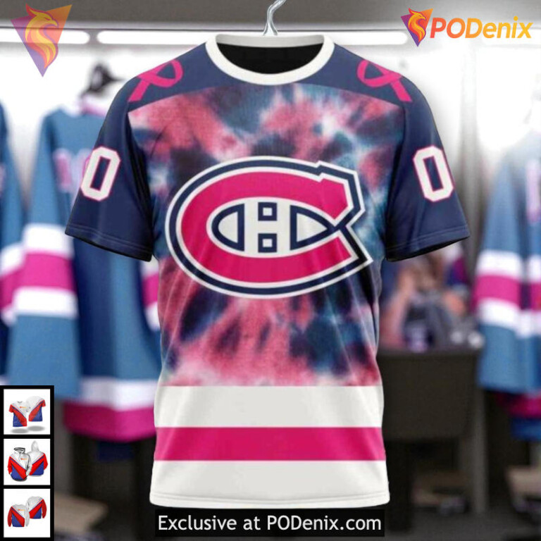 Pink October Fight Breast Cancer NHL Montreal Canadiens Christmas Hoodie 3D - 2