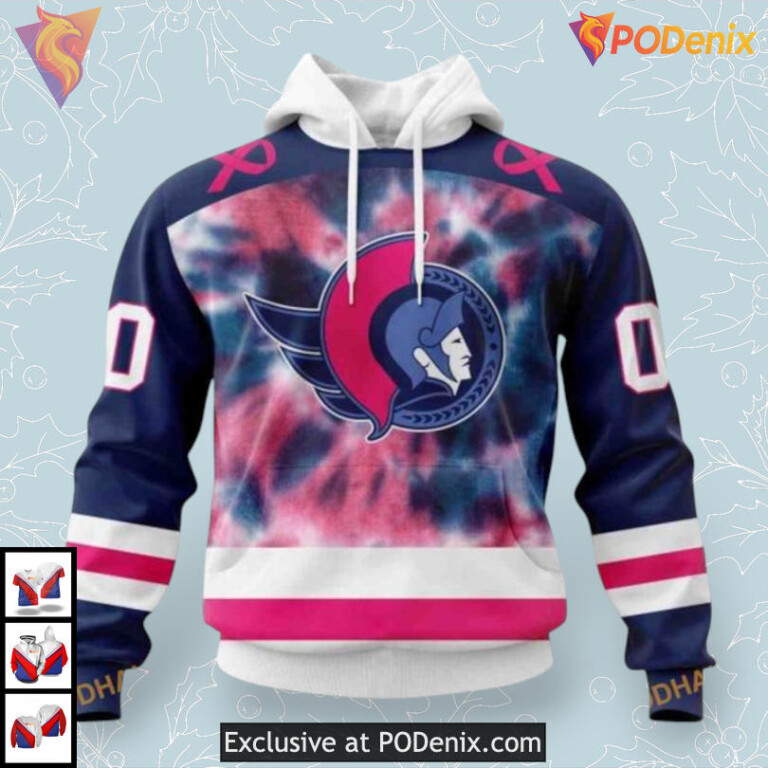 Pink October Fight Cancer Tribute NHL Ottawa Senators Winter Hoodie 3D