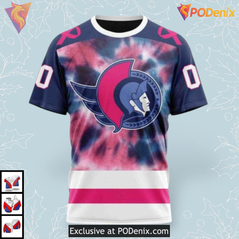 Pink October Fight Cancer Tribute NHL Ottawa Senators Winter Hoodie 3D - 2