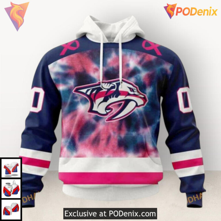Pink October Ribbon Tribute Nashville Predators Winter Hoodie Special Edition