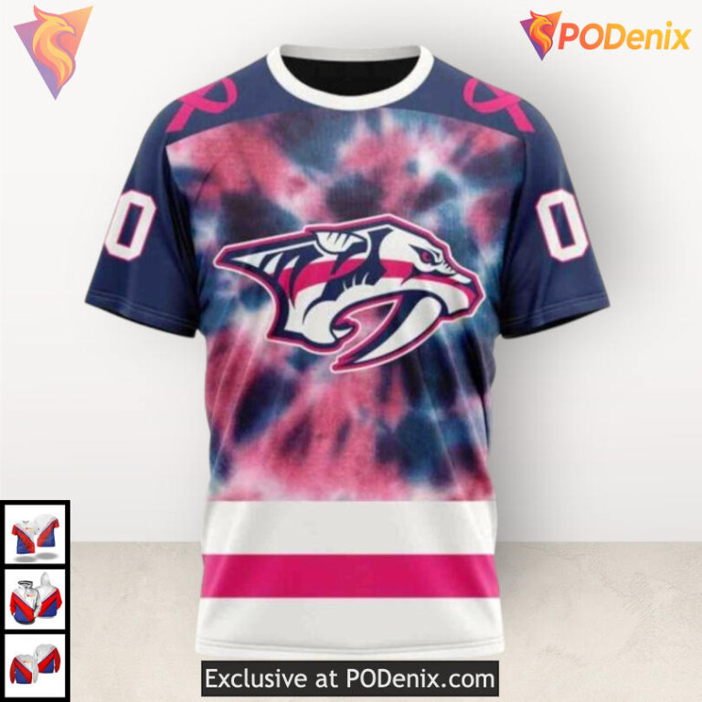Pink October Ribbon Tribute Nashville Predators Winter Hoodie Special Edition - 2