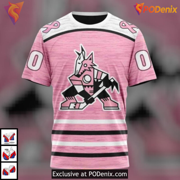 Pink Ribbon Awareness Tribute Arizona Coyotes Personalized 3D Hoodie Special - 2