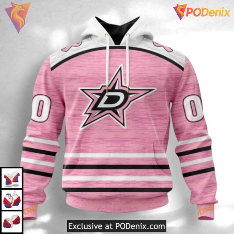 Pink Ribbon Awareness Tribute Dallas Stars Mens Hoodie Custom 3D Shirt