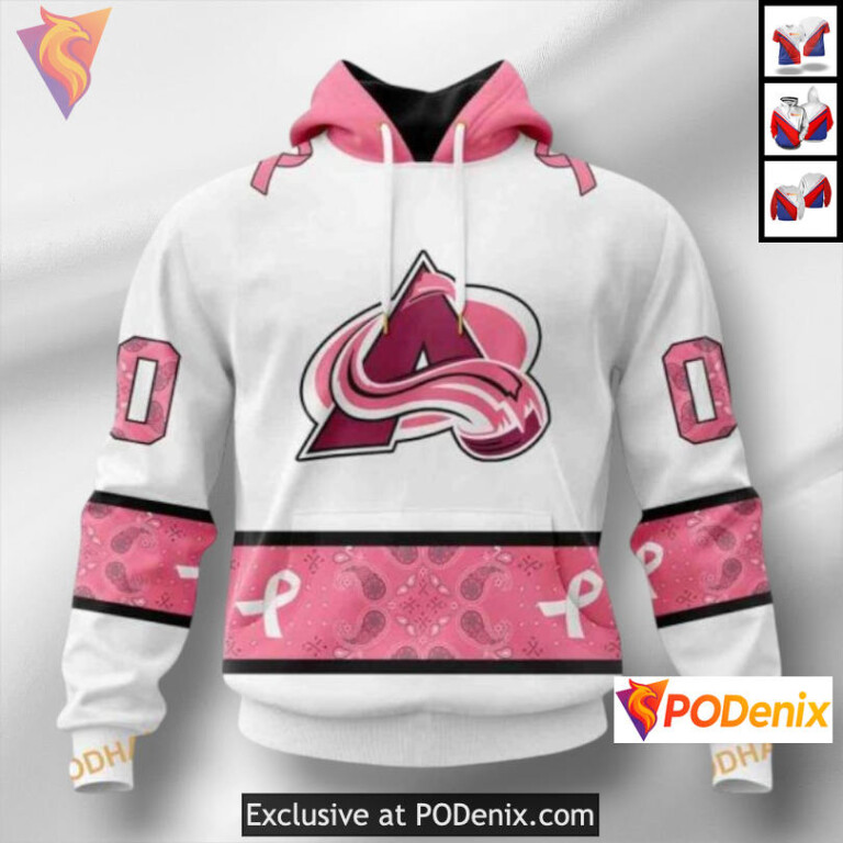 Pink Ribbon Breast Cancer Tribute Colorado Avalanche Holiday Hoodie Custom