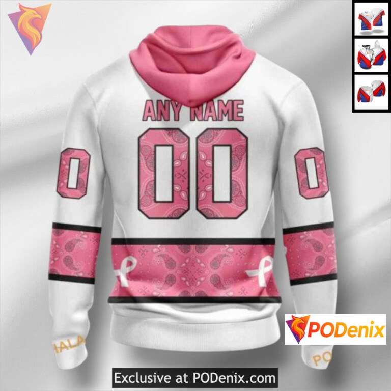 Pink Ribbon Breast Cancer Tribute Colorado Avalanche Holiday Hoodie Custom - 1