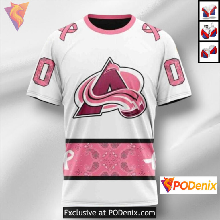 Pink Ribbon Breast Cancer Tribute Colorado Avalanche Holiday Hoodie Custom - 2