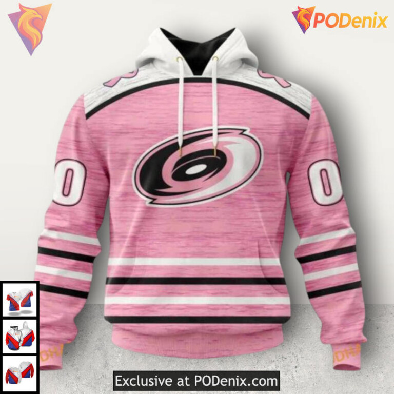 Pink Ribbon Breast Cancer Tribute Vintage Carolina Hurricanes Hoodie 3D Custom