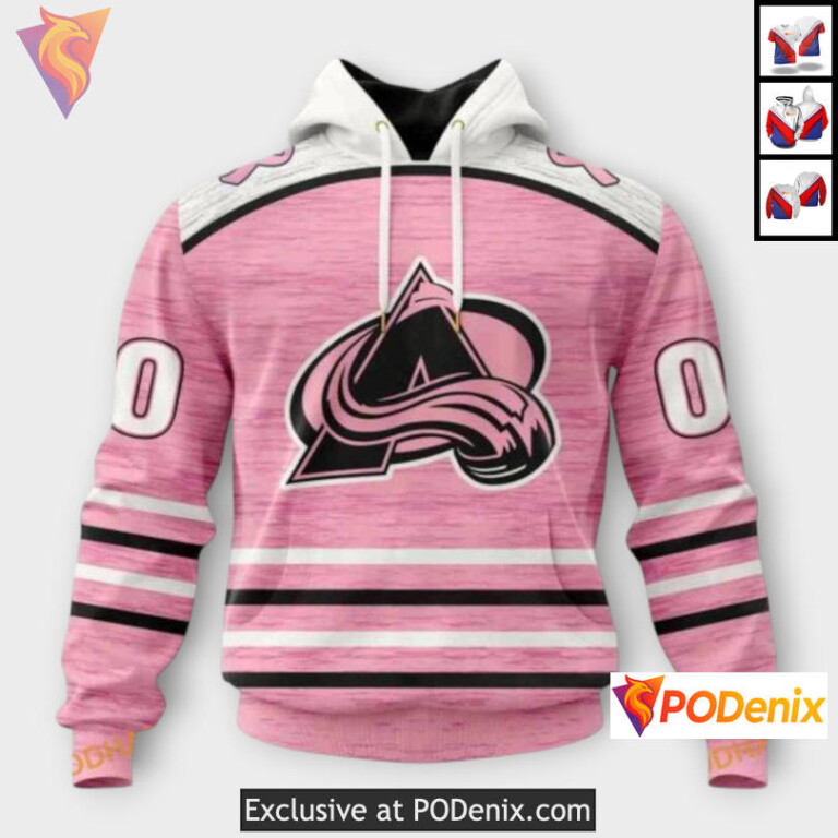 Pink Ribbon Cancer Tribute Colorado Avalanche Hockey Hoodie Custom 3D