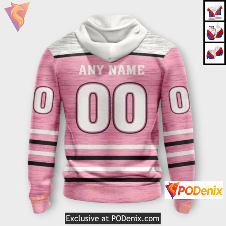 Pink Ribbon Cancer Tribute Colorado Avalanche Hockey Hoodie Custom 3D - 1